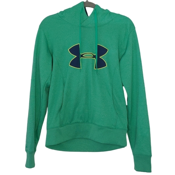 Under Armour Logo Women's Green Hoodie Sweatshirt Size Medium Cold Gear - Picture 1 of 10